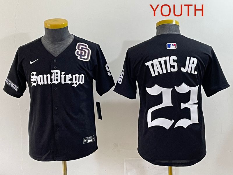 Youth 2025 San Diego Padres 23 Tatis jr Black Five generations Joint Name Nike MLB Jersey style 17